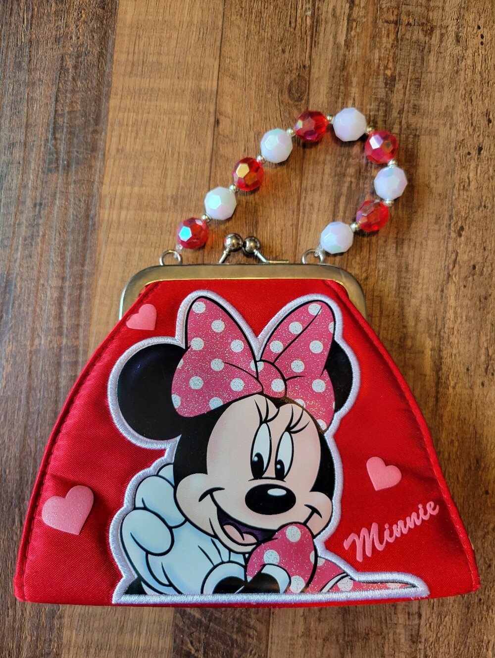Minnie Mouse Red White Kiss Lock Small Clutch Handbag Purse